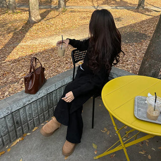 Corduroy strap wide pants