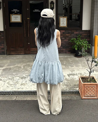 Balloon Shirred Mini Dress