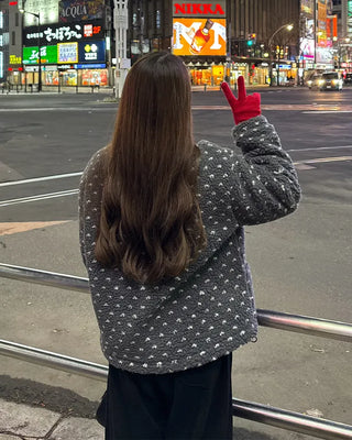 Polka dot fleece jacket