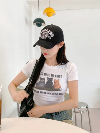 Printed Shirred Cropped T-Shirt (3 colors)