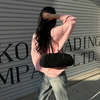Suede Baguette Shoulder Bag