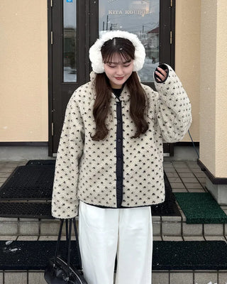 Reversible polka dot parka jacket