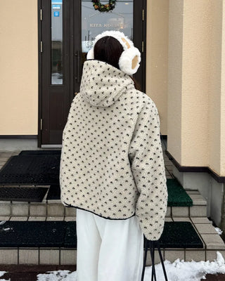 Reversible polka dot parka jacket