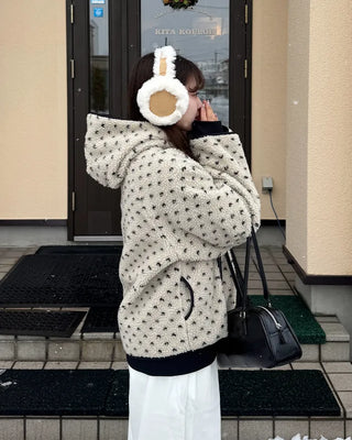 Reversible polka dot parka jacket