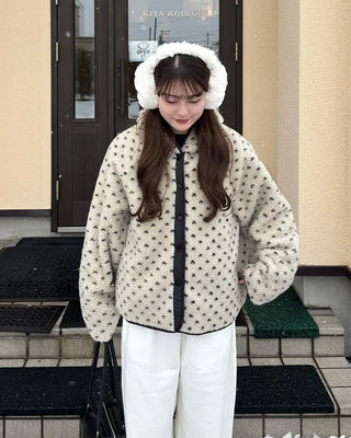 Reversible polka dot parka jacket