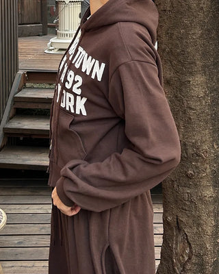 EST.1892 Patch Cropped Double Zip Hoodie