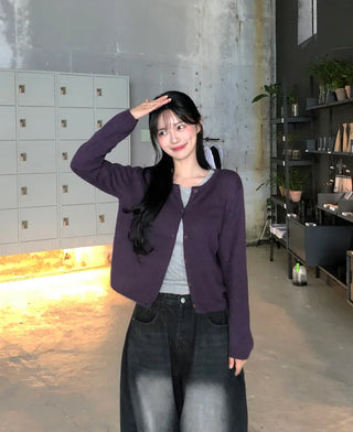 (5 colors) Round Neck Cardigan
