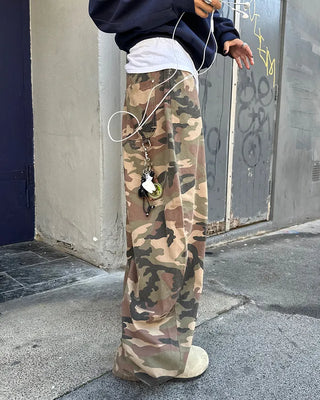 Hip pocket ring wide camouflage pants