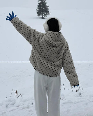 Reversible polka dot parka jacket
