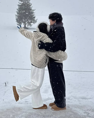 Reversible polka dot parka jacket