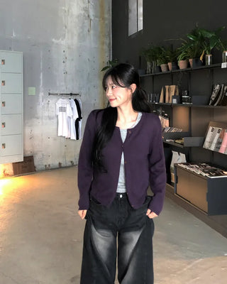 (5 colors) Round Neck Cardigan