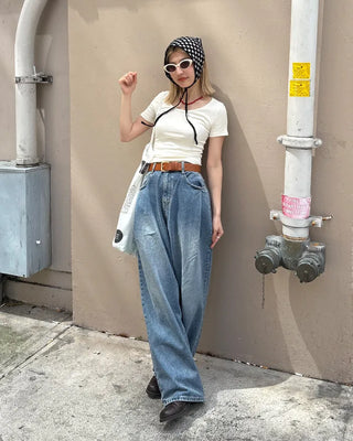 Jewel Neck Modal Half T-Shirt