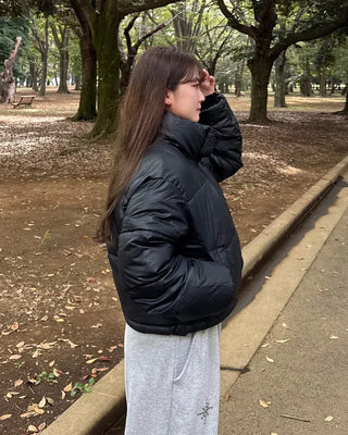 High-neck short down jacket