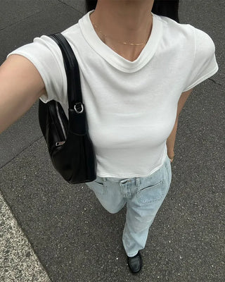 Crop Simple Short-Sleeve T-Shirt