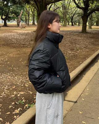 High-neck short down jacket
