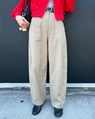 Cotton panel wide slacks