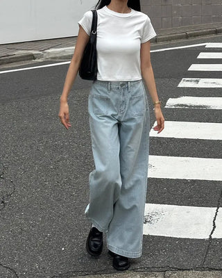 Crop Simple Short-Sleeve T-Shirt