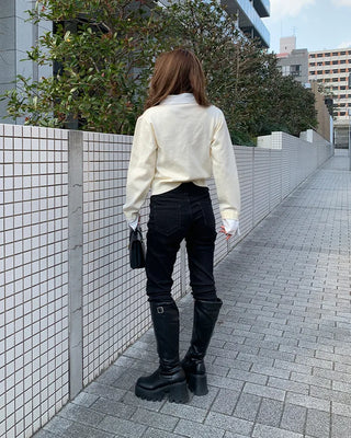 Layered shirt with knit accents