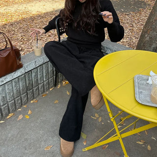 Corduroy strap wide pants