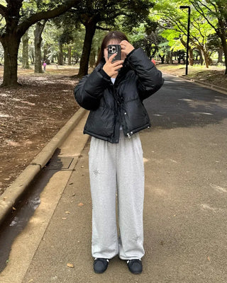High-neck short down jacket