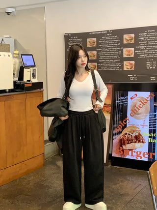 [3 colors] Pleated wide training pants
