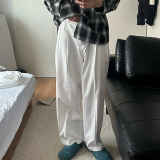 Two-pleat cotton slacks