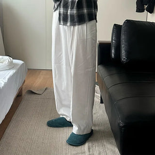 Two-pleat cotton slacks