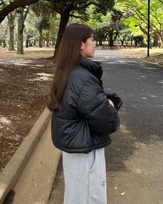 High-neck short down jacket