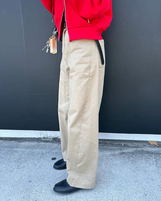 Cotton panel wide slacks