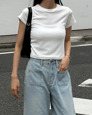 Crop Simple Short-Sleeve T-Shirt