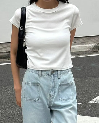 Crop Simple Short-Sleeve T-Shirt