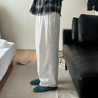 Two-pleat cotton slacks