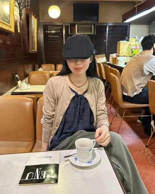 Checked shirred sleeveless blouse