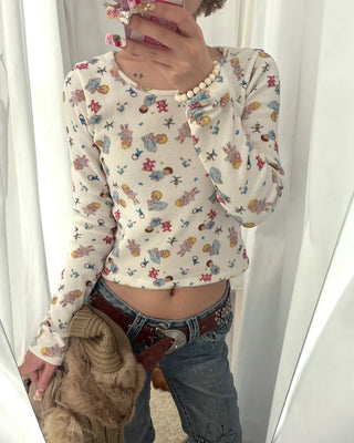 Baby Jewel Neck Cropped Fleece-Lined Cut and Sew Top