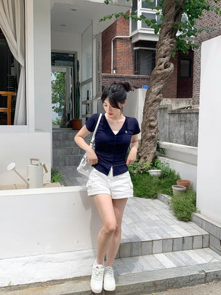 Pendant short-sleeved cardigan