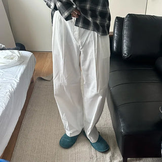 Two-pleat cotton slacks