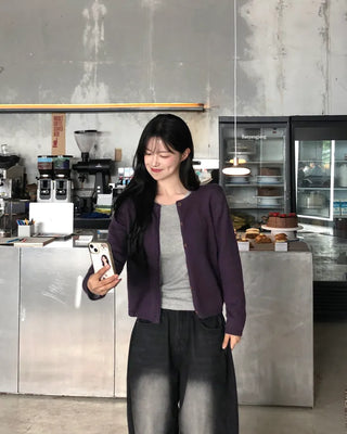 (5 colors) Round Neck Cardigan