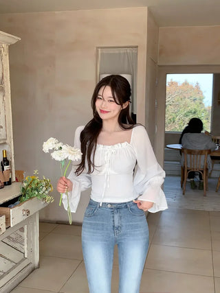 [2-way] Shirred Blouse