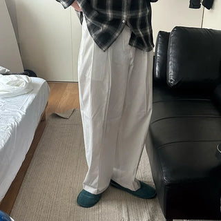 Two-pleat cotton slacks