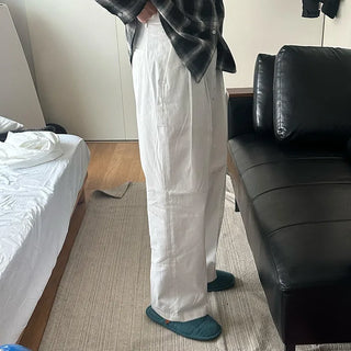 Two-pleat cotton slacks
