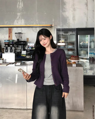 (5 colors) Round Neck Cardigan
