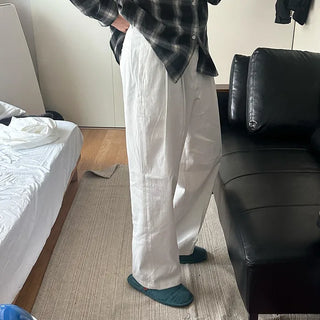 Two-pleat cotton slacks