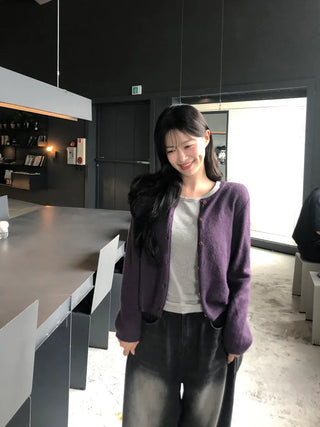 (5 colors) Round Neck Cardigan