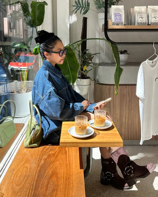Bust patch pocket oversized denim jacket