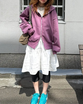 Cropped zip hoodie with pockets