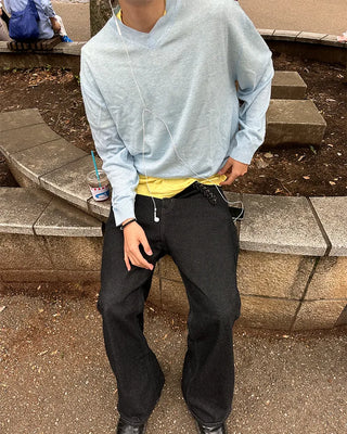 Simple layered crew neck short-sleeve T-shirt