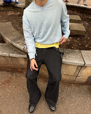 Simple layered crew neck short-sleeve T-shirt