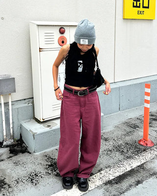 Colored wide rayon-blend cotton pants