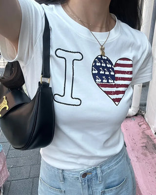 Heart print crop t-shirt