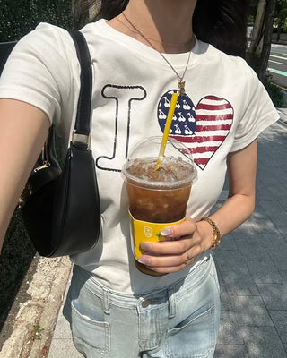 Heart print crop t-shirt